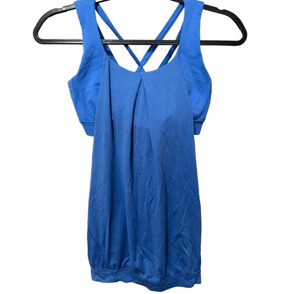 Lululemon Nouveau Limits Tank Top And Sports Bra Strappy Back In Blue Size 6 - Picture 4 of 10